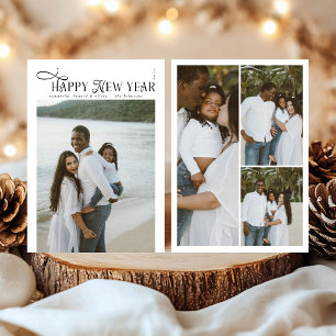 Cartes Pour Fêtes Annuelles Bonne Année Famille Moderne Chic Collage 4 Photos