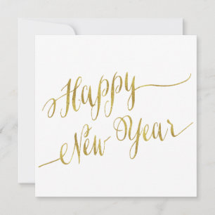 Cartes Pour Fêtes Annuelles Bonne année Faux Gold Foil Salutation