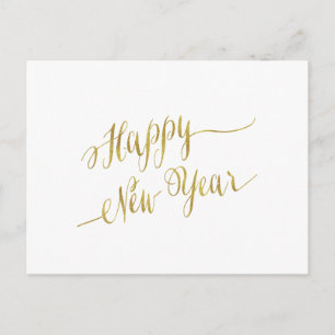 Cartes Pour Fêtes Annuelles Bonne année Faux Gold Foil Salutation
