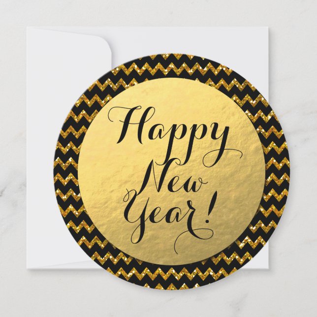 Cartes Pour Fêtes Annuelles Bonne année ! Gold Foil, Gold Parties scintillant  (Devant)