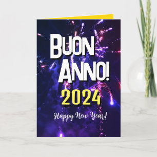 Cartes Pour Fêtes Annuelles Bonne année italienne Auguri di Buon Anno 2024