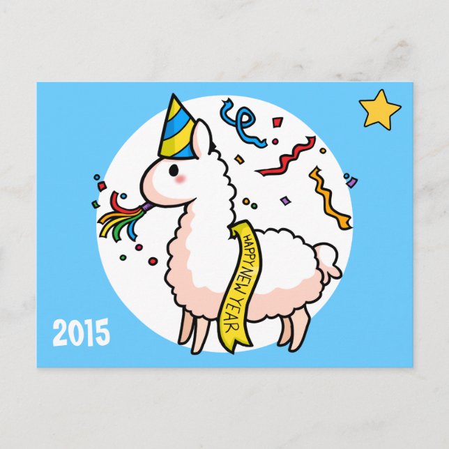 Cartes Pour Fêtes Annuelles Bonne année Llama (Devant)