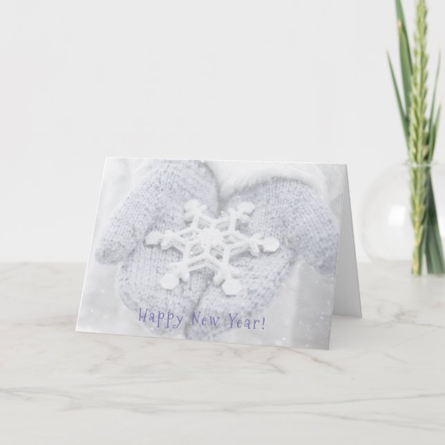 Cartes Pour Fêtes Annuelles Bonne année ! - Mignons Mittens à neige (Devant)