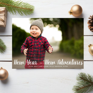 Cartes Pour Fêtes Annuelles Bonne année Nouvelles aventures Photo de famille p