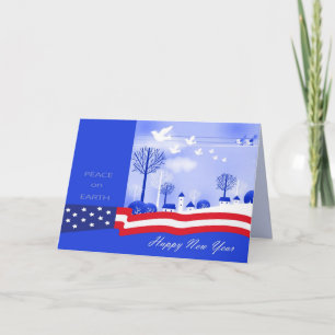 Cartes Pour Fêtes Annuelles Bonne année. Paix sur Terre patriotique