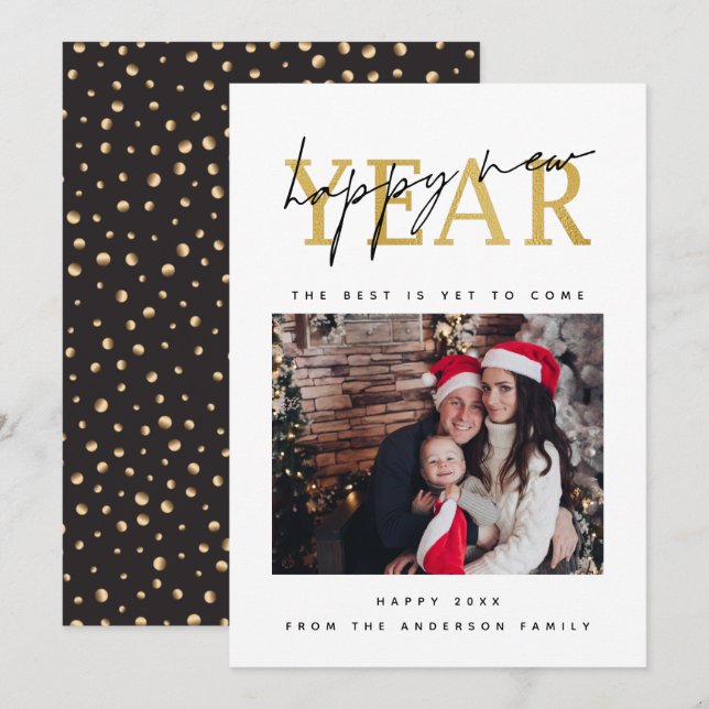 Cartes Pour Fêtes Annuelles Bonne année photo (Devant / Derrière)