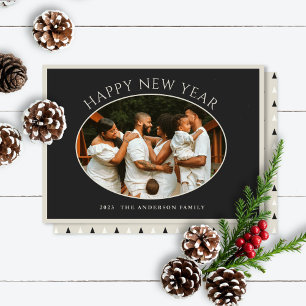 Cartes Pour Fêtes Annuelles Bonne année Photo Black Taupe Cameo Holiday Ca