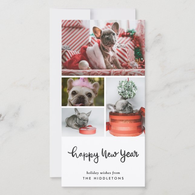 Cartes Pour Fêtes Annuelles Bonne année | Photo de chien Décontracté moderne  (Devant)
