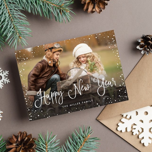 Cartes Pour Fêtes Annuelles Bonne année photo de neige (Créateur téléchargé)