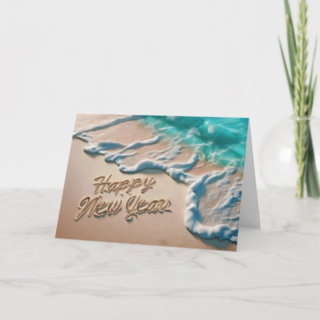 Cartes Pour Fêtes Annuelles Bonne année Plage tropicale (Devant)