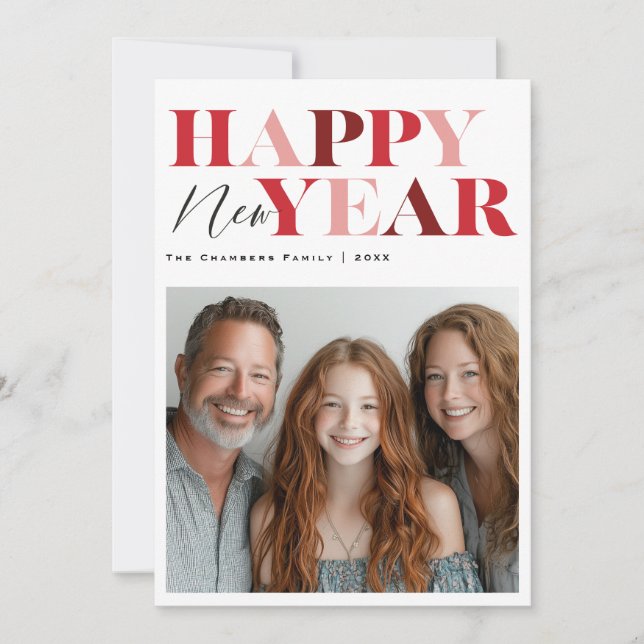 Cartes Pour Fêtes Annuelles Bonne année Red Design (Devant)