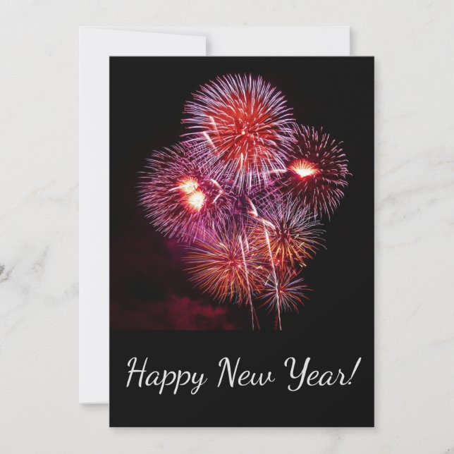 Cartes Pour Fêtes Annuelles Bonne année Salutations Feu d'artifice Fête (Devant)