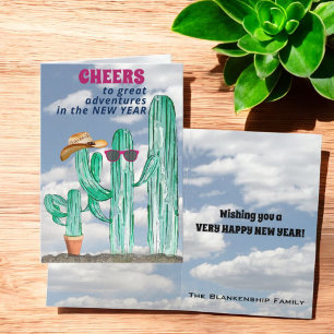 Cartes Pour Fêtes Annuelles Bonne année Sud-Ouest Saguaro Cactus