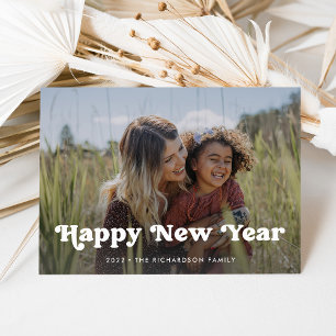 Cartes Pour Fêtes Annuelles Bonne année Superposition photo Boho simple