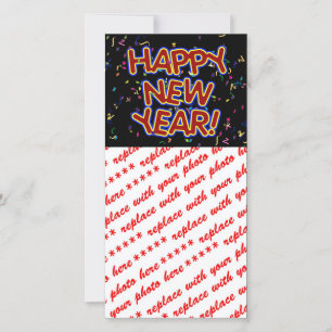 Cartes Pour Fêtes Annuelles Bonne Année - Texte Rouge Avec Confetti