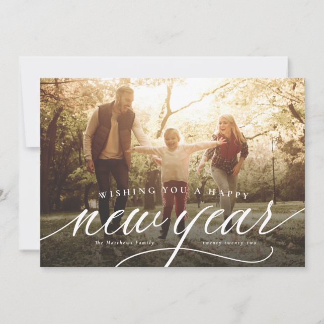 Cartes Pour Fêtes Annuelles Bonne année une photo élégante (Devant)