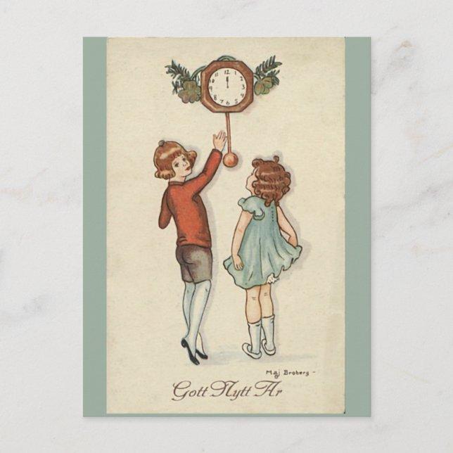 Cartes Pour Fêtes Annuelles Bonne année - vieux scandinave - rétro (Devant)