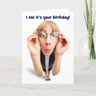 Cartes Pour Fêtes Annuelles Bonne Anniversaire Drôle Femme dans les lunettes