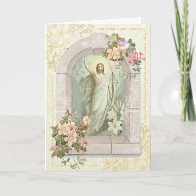 Cartes Pour Fêtes Annuelles Bonne Bénédiction de Pâques Prière Résurrection Vi (Devant)