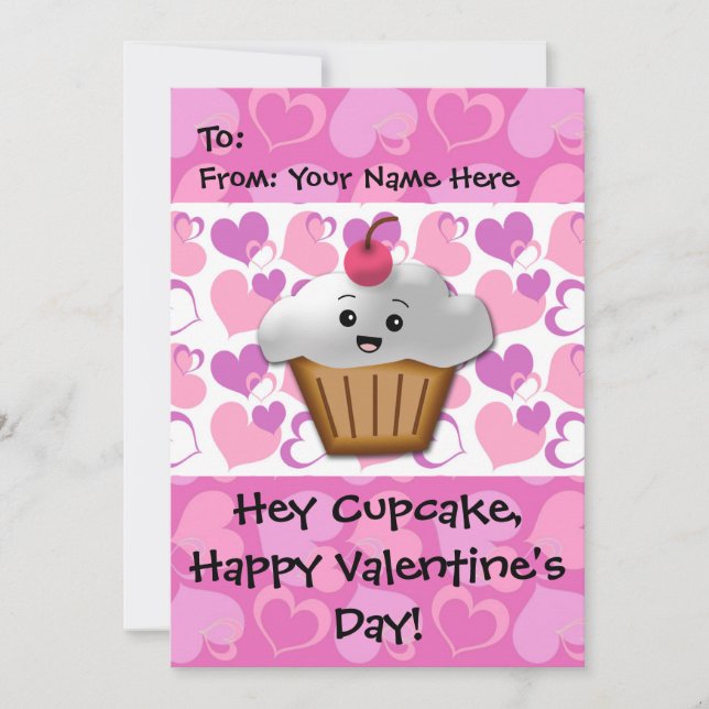 Cartes Pour Fêtes Annuelles Bonne Cupcake Valentine (Devant)