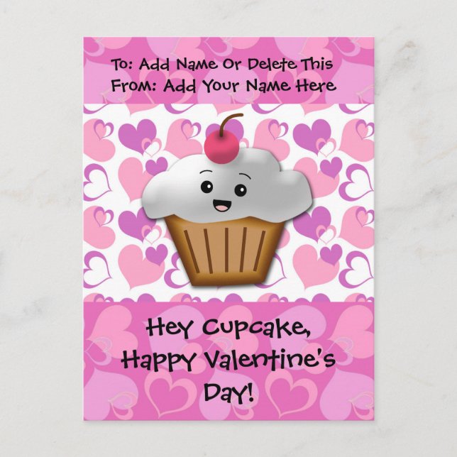 Cartes Pour Fêtes Annuelles Bonne Cupcake Valentine (Devant)