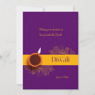 Cartes Pour Fêtes Annuelles Bonne Diwali Flat Holiday Card
