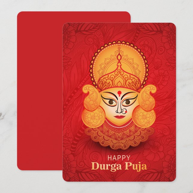 Cartes Pour Fêtes Annuelles Bonne Durga Puja (Devant / Derrière)