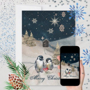 Cartes Pour Fêtes Annuelles Bonne famille de pingouins