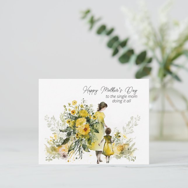 Cartes Pour Fêtes Annuelles Bonne fête des mères à la mère célibataire (Debout devant)