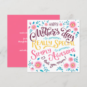 Cartes Pour Fêtes Annuelles Bonne fête des mères   à Special and Awesome Mom