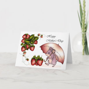 Cartes Pour Fêtes Annuelles Bonne fête des mères avec des fraises de souris