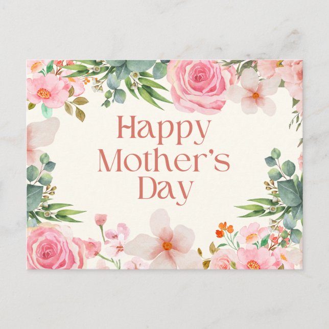 Cartes Pour Fêtes Annuelles Bonne Fête des Mères Fleurs d'aquarelle (Devant)