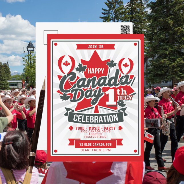 Cartes Pour Fêtes Annuelles Bonne fête du Canada Fête du barbecue (Celebrate Canada Day on 1th of July. Enjoy a BBQ, food, music, parade and party. Send out postcards)