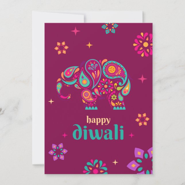 Cartes Pour Fêtes Annuelles Bonne fête hindoue des lumières de l'éléphant diwa (Devant)