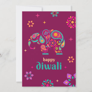 Cartes Pour Fêtes Annuelles Bonne fête hindoue des lumières de l'éléphant diwa
