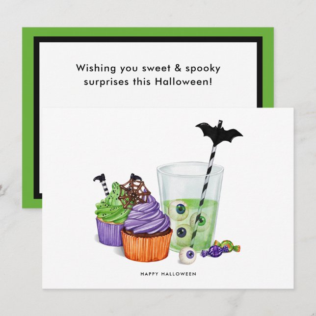 Cartes Pour Fêtes Annuelles Bonne Halloween Boissons & Desserts (Devant / Derrière)