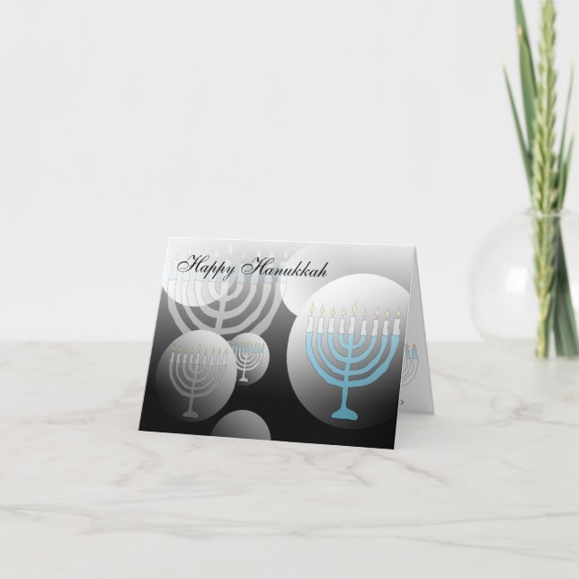 Cartes Pour Fêtes Annuelles Bonne Hanoukka Card Menorah Globe (Devant)