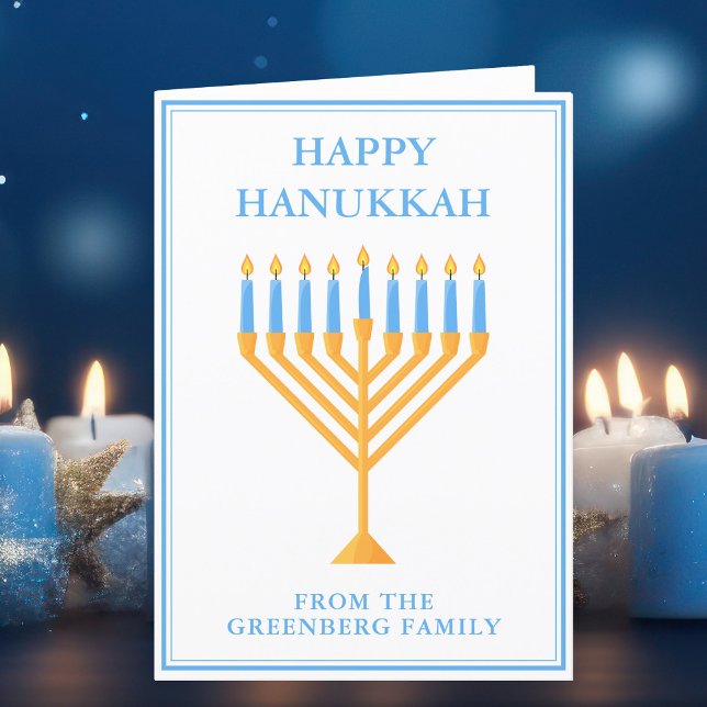 Cartes Pour Fêtes Annuelles Bonne Hanoukka Cute personnalisable Menorah (Créateur téléchargé)