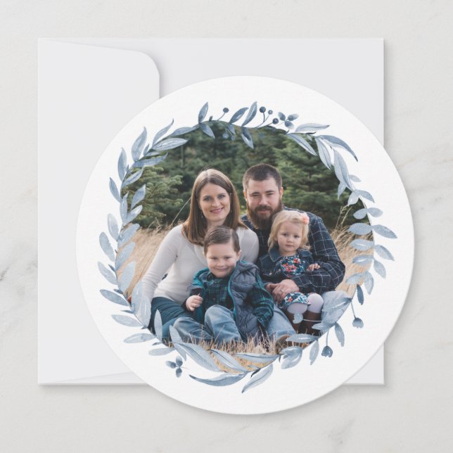 Cartes Pour Fêtes Annuelles Bonne Hanoukka Festival of Light Blue Wreath Photo (Devant)