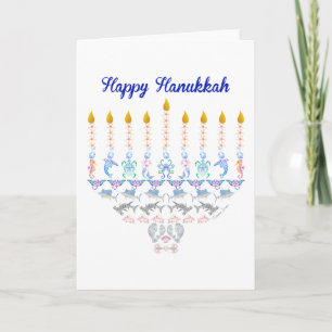 Cartes Pour Fêtes Annuelles Bonne Hanoukka Marine Menorah