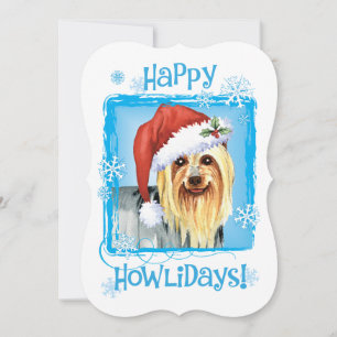 Cartes Pour Fêtes Annuelles Bonne Howlidays Silky Terrier Holiday Card