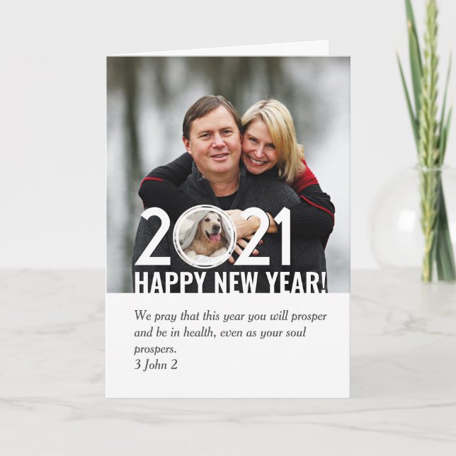 Cartes Pour Fêtes Annuelles BONNE NOUVELLE ANNÉE | 2021 2 Photo | Écriture (Devant)