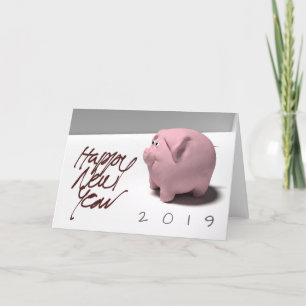 Cartes Pour Fêtes Annuelles Bonne nouvelle année personnalisée PIg 3D Greeting
