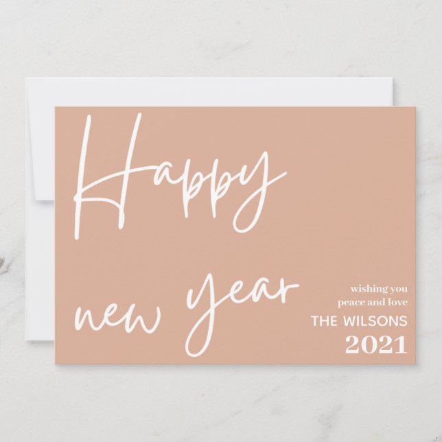 Cartes Pour Fêtes Annuelles bonne nouvelle année, photo moderne rose pâle (Devant)