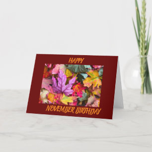 CARTES POUR FÊTES ANNUELLES BONNE "NOVEMBRE ANNIVERSAIRE" BEAUTUFL AUTOMNE ANN