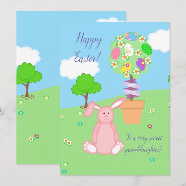 Cartes Pour Fêtes Annuelles Bonne Pâques À Grand-Fille Topiary (Devant / Derrière)