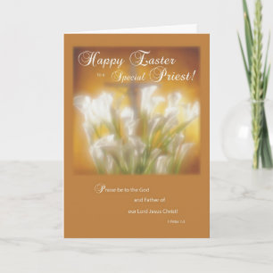 Cartes Pour Fêtes Annuelles Bonne Pâques à un prêtre catholique