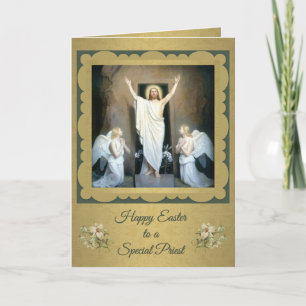 Cartes Pour Fêtes Annuelles Bonne Pâques à un prêtre catholique Religieux