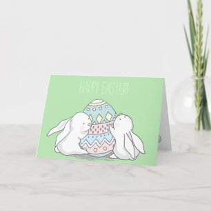 Cartes Pour Fêtes Annuelles Bonne Pâques ! Bébé mignon lapins - Vert