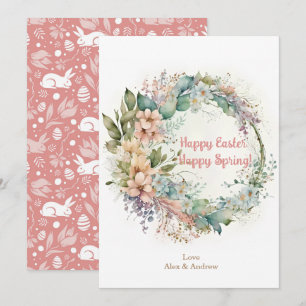Cartes Pour Fêtes Annuelles Bonne Pâques Bonne printemps Rose rose fleurie Wre